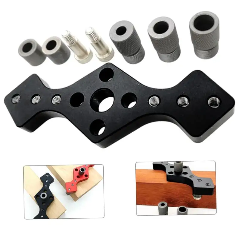 6/8/10mm Woodworking Vertical Pocket Hole Jig Dowel Drill Guide Self Centering 3-Hole Drill Bit Tools