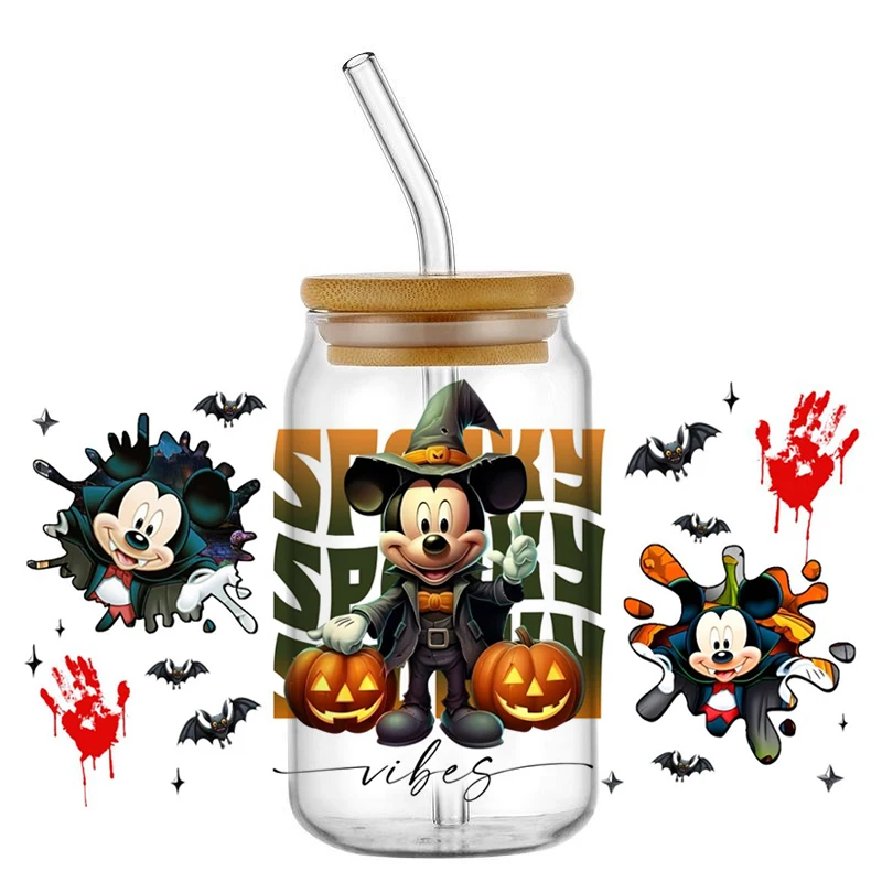 Mixed cartoon characters design UV DTF transfer Sticker DIY Waterproof Decals For 16oz Glass Coffee Cup wrap Sticker