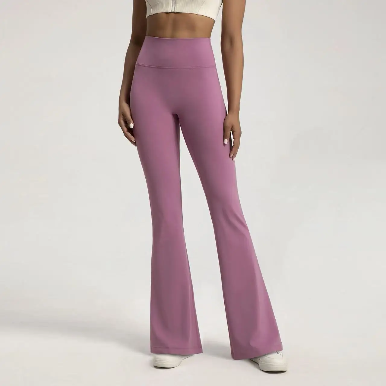 Naked High Waisted Waist Cinching Hip Lifting Fitness Exercise Elastic Bell Bottom Pants Women Casual Outdoor Running Yoga Pants