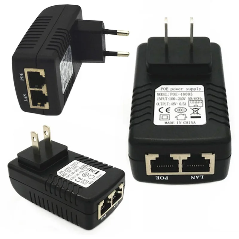 CCTV Security Surveillance PoE Power Supply 48V 0.5A 24W POE Wall Plug POE Injector Ethernet Adapter Phone US EU Plug