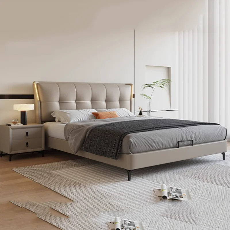 Italian Queen Double Bed desainer dewasa, furnitur Cama De Casal bingkai Modern tempat tidur ganda multifungsi