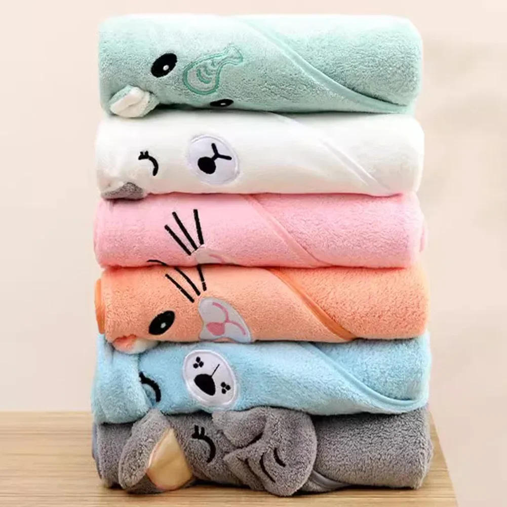 

Cute Bath Towel for Baby Soft Absorbent Towel Newborn Swaddle Wrap Baby Blankets for Girls Boys