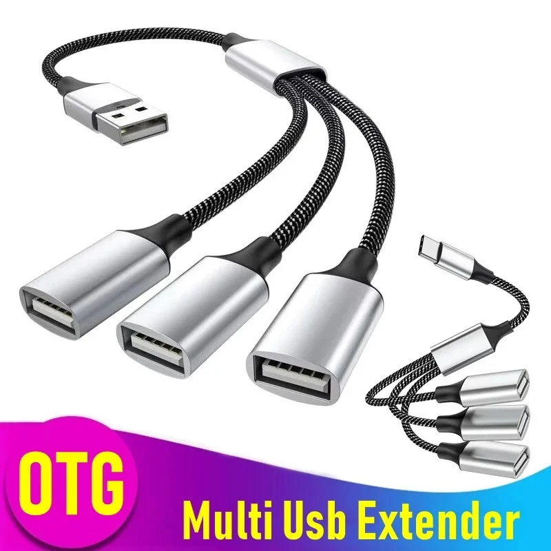 

Удлинители USB-концентратора типа C, 4-портовый USB-кабель, разветвитель OTG, высокоскоростной адаптер для передачи данных, портативный конвертер для ПК, компьютеров, ноутбуков
