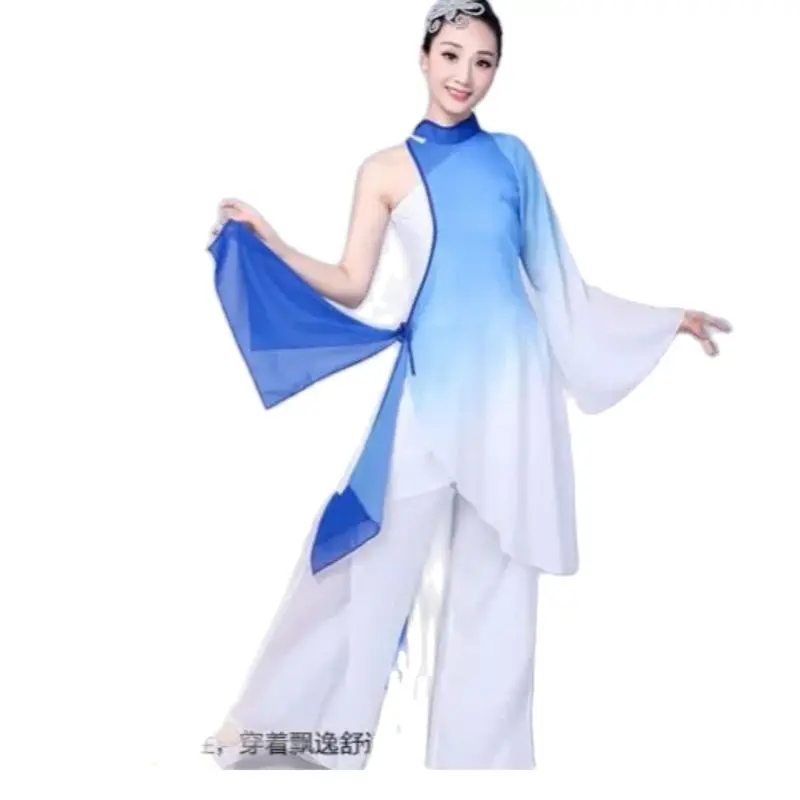 1 set/lote trajes de dança tradicional chinesa das mulheres dança folclórica yangko meninas trajes das crianças superior e calças