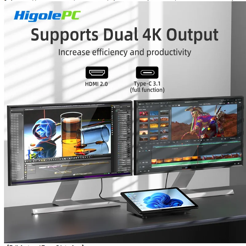 Higole F10 10.1 นิ้ว 800*1280 IPS 5 จุด mini PC Intel N5095 Win 11 WiFi5 DDR4 RJ-45 1000Mbps USB3.0 RS232 Type-C BT5.0 PC
