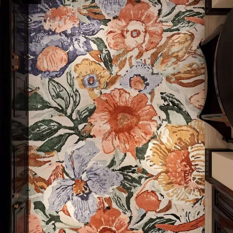 Retro Entrance Mat Advanced Sense Porch Entrance Mat Entrance Door Carpet Velvet Mat Non-slip Washable Home Decoration.