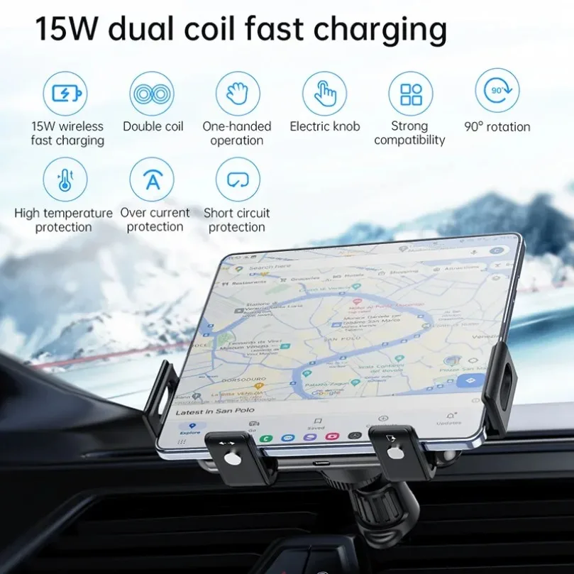 車載ワイヤレス充電器-デュアルコイル急速充電スタンド-samsung-galaxy-z-fold-flip-7-6-5-4-3対応-急速充電ステーション-エアベントホルダー