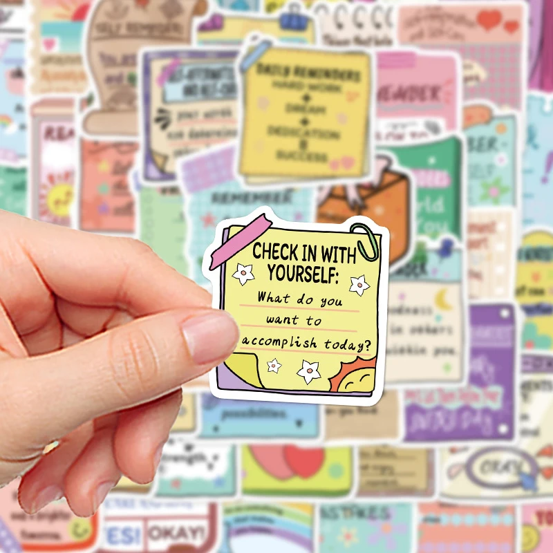 50Pcs Cartoon Positive Mental Health Stickers Creative Waterproof Decor for Notebook Guitar Phone Laptop Room Stationery Kid Toy