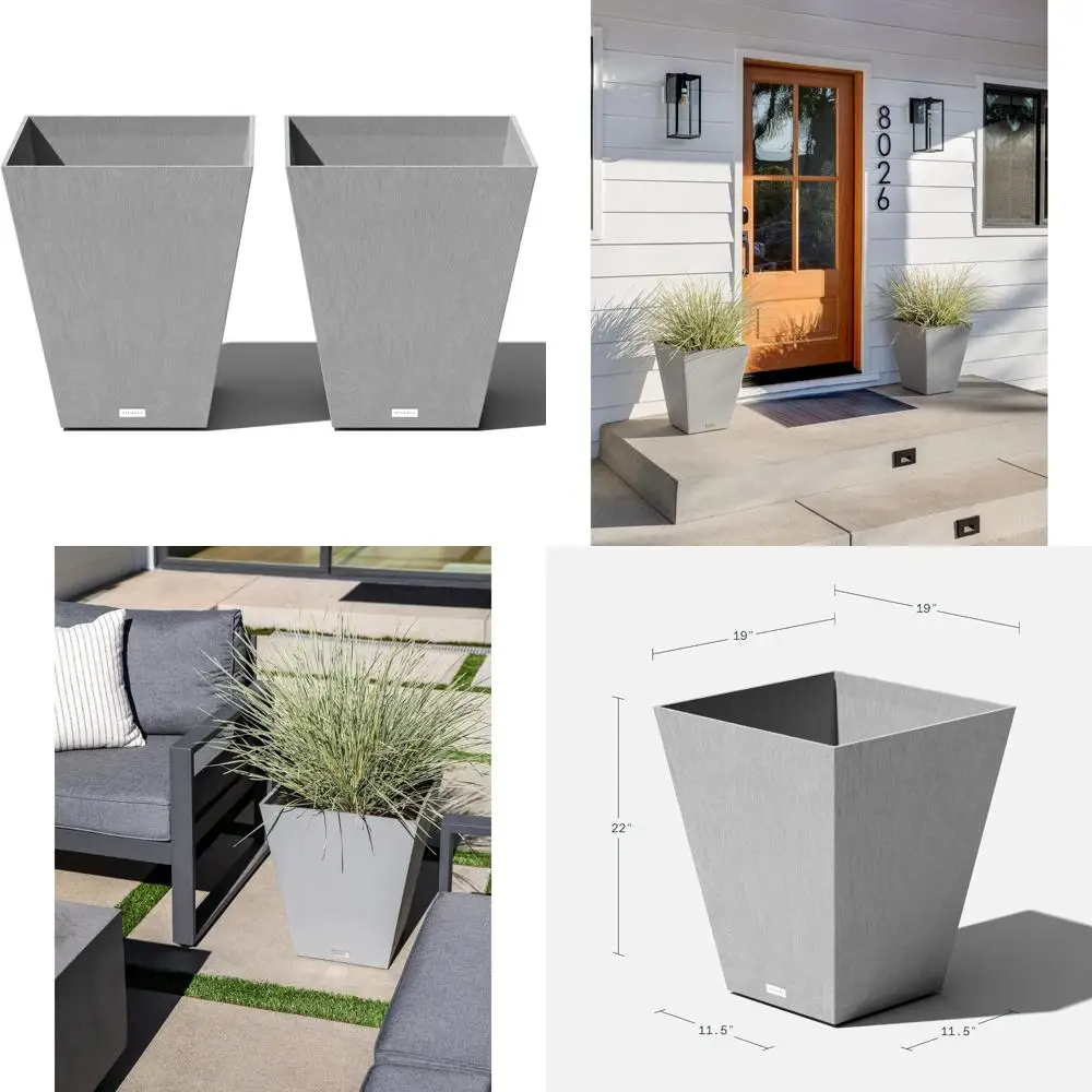

Large Outdoor Indoor Plastic Planters - Durable Weather-Resistant Pots with Drain for Porch, Patio Use | Nobleton Series