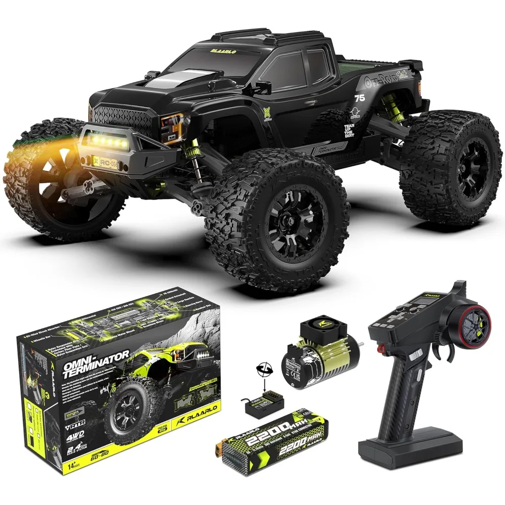 

1/10 4WD RC Truck, 50+MPH High Speed Brushless Motor, Waterproof Carbon Fiber Off-Road Monster Truck
