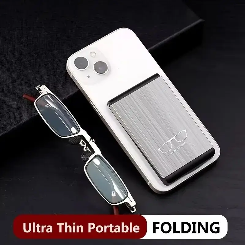 2026 Anti-Blaulicht Faltbare Lesebrille für Herren Augenschutz Handyhalter Optische Brille Ultraleichte Metallbrille – Detail 7