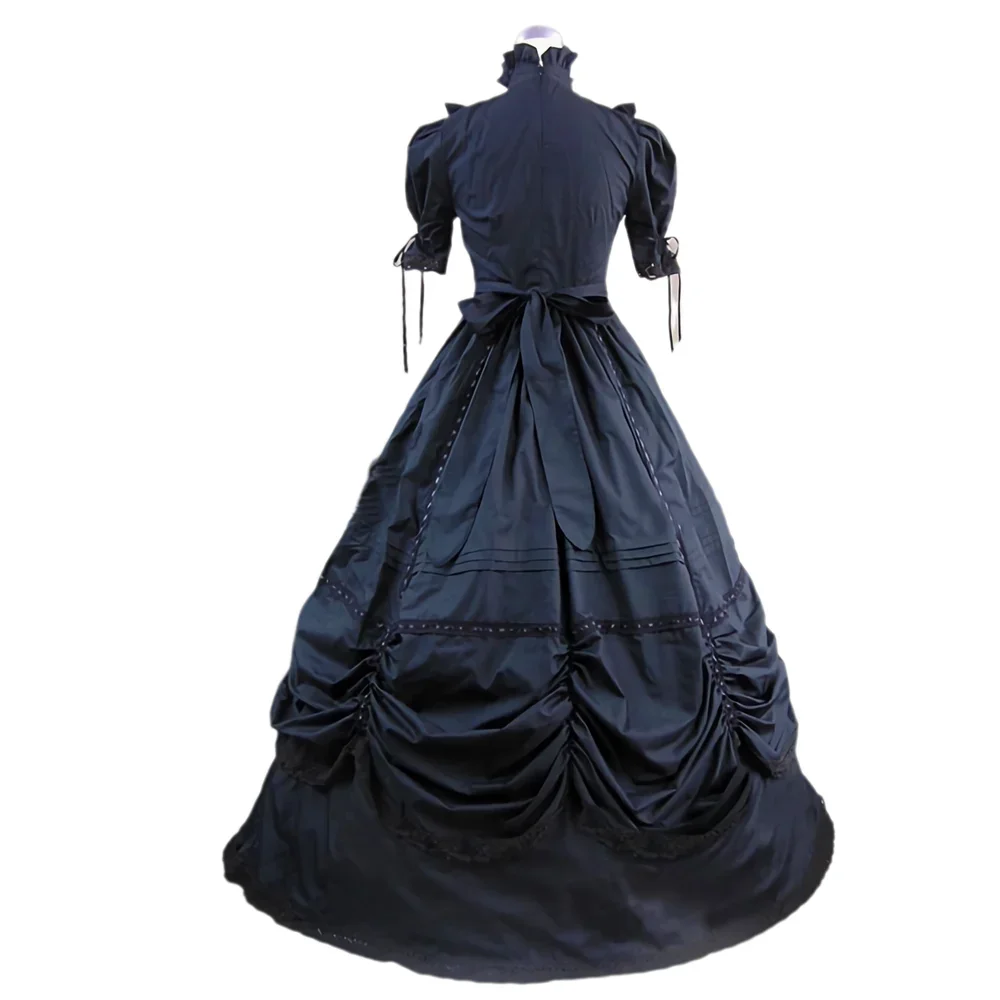 Victorian Retro Dresses Medieval Renaissance Long Sleeves High Neck Princess Fantasy Dresses Halloween Vampire Cosplay Costume
