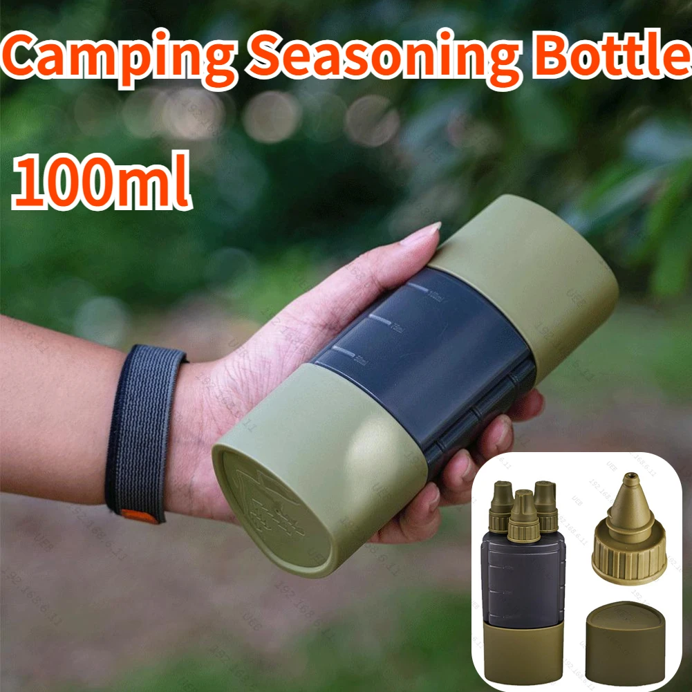 3-in-1 Outdoor Oil Bottle Portable Sealed Seasoning Bottle Barbecue Camping Seasoning Container Dispensers BBQ Accessories