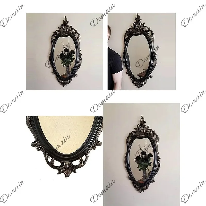 81 N Vintage American French Style Carved Decorative Vanity Mirror for Bathroom Wall Art Home Decor