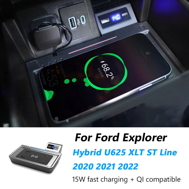

For Ford Explorer 6 Hybrid U625 XLT ST Line 2020 2021 2022 Mobile Phone Wireless Fast Charging Pad Car Electronics Accessories