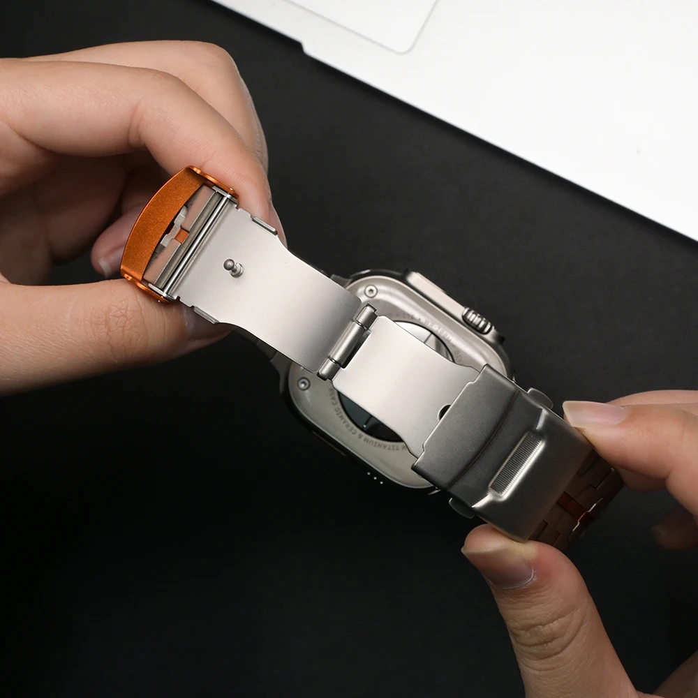 Titanium Strap for Apple Watch Series 11 10 46mm Ultra3/2/1 49mm Titanium Orange Band for IWatch 9 8 7 6 5 4 45mm SE 3 2 44mm image 4