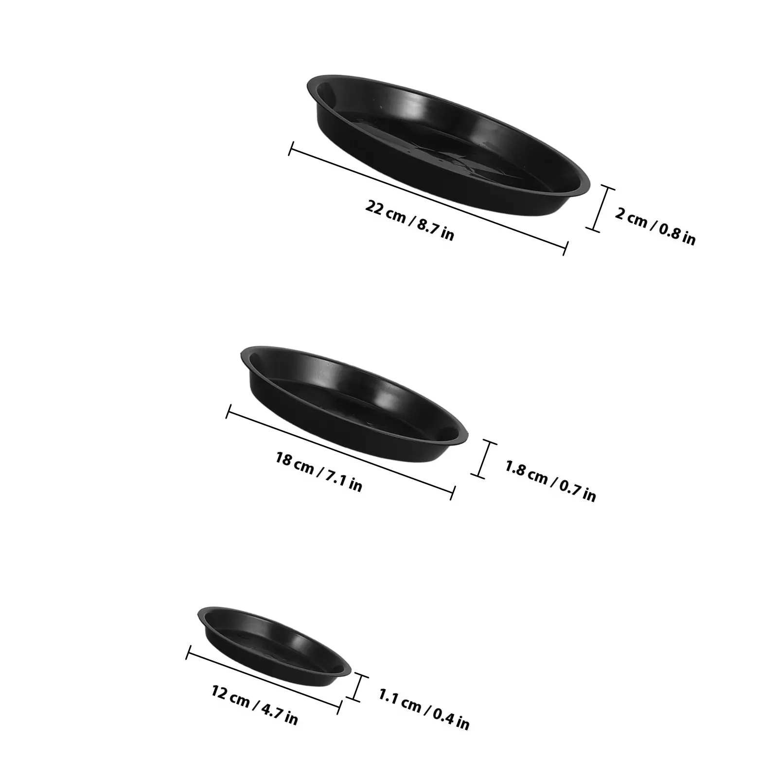 12Pcs Black Flower Pot Tray Flat Edge Plant Saucer Leak Prevention for Indoor Garden Office Plastic Plant Drainage Tray