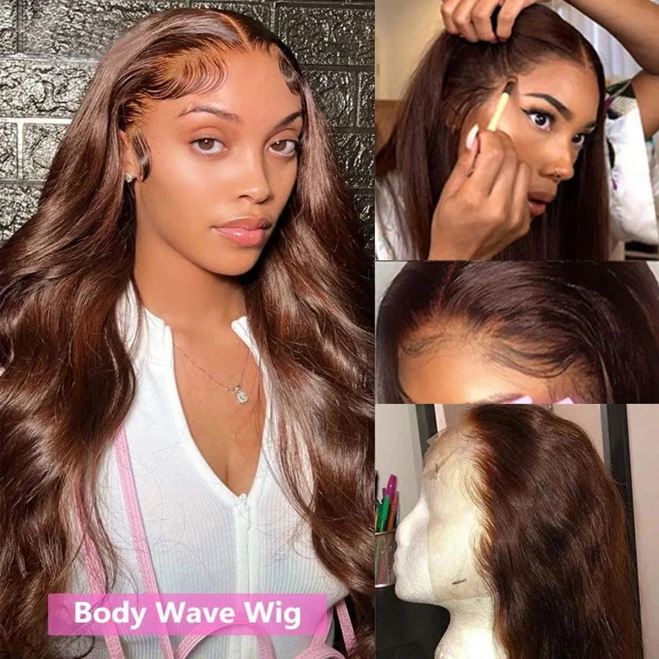 

Парик из натуральных волос 13x6 HD Lace Front с плотностью 200%, 30-40 дюймов, шоколадно-коричневый, с эффектом Body Wave, парик из натуральных волос 13x4 Lace Frontal