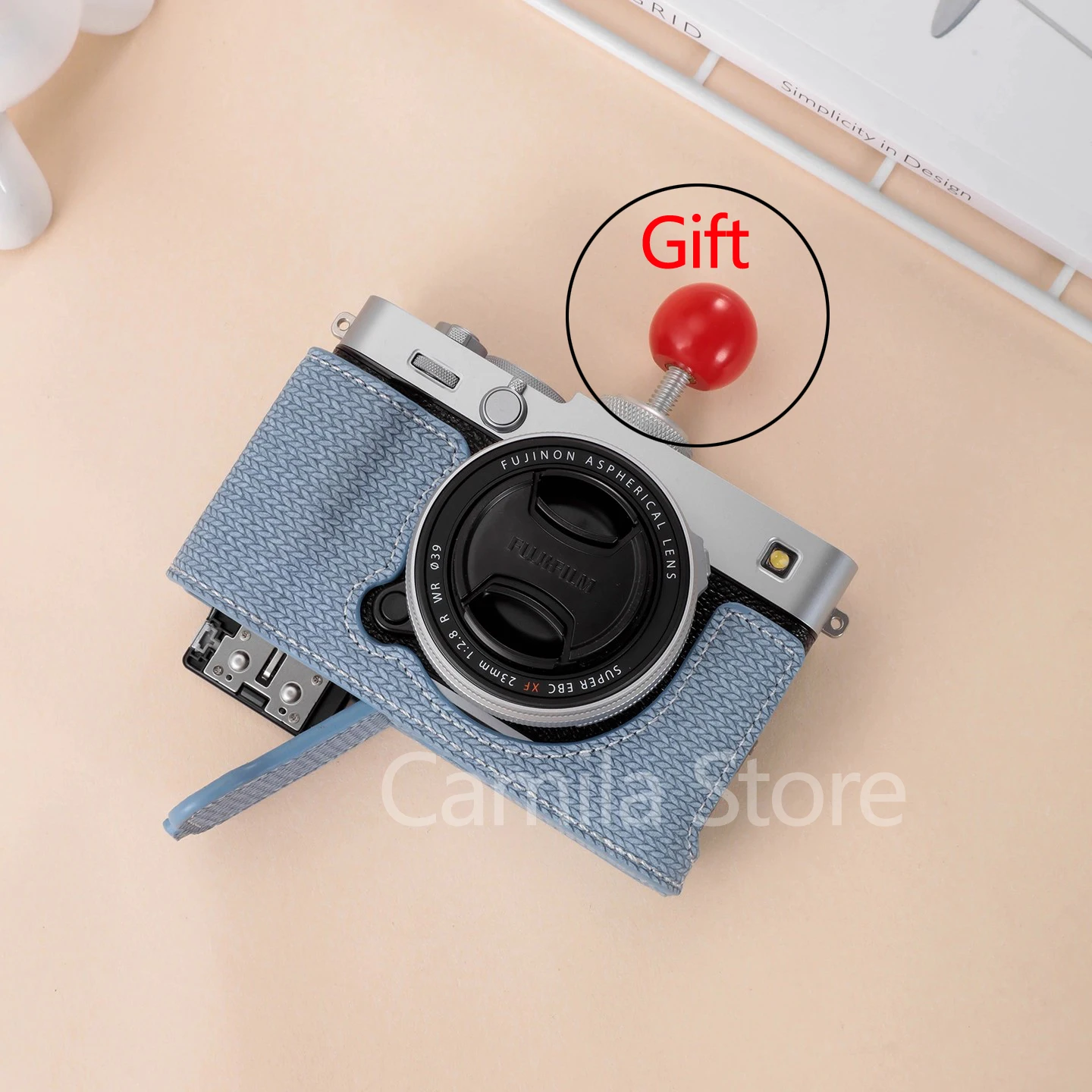 NEW Style Blue denim handwork Camera Bag Body BOX Case For Fujifilm XE5 X-E5 Protective cover sleeve box grip antislip base