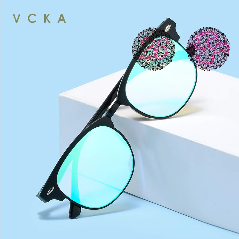 VCKA Ultralight TR90 Classic Men Women Vintag Functionality Red-green-blind Color-weak Glasses Correction Color-defining Eyewear