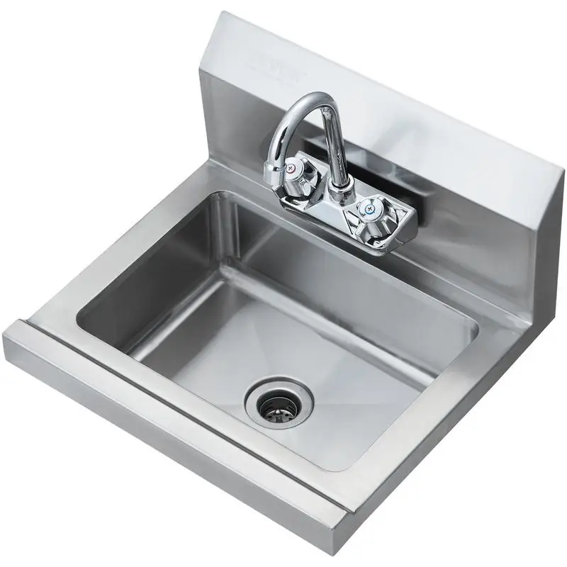 

Utility Hand Basin 17 x 12.8 inch For Restaurant Kitchen Garage, Faucet Included Wall Mount Design Heavy Duty Metal Construction