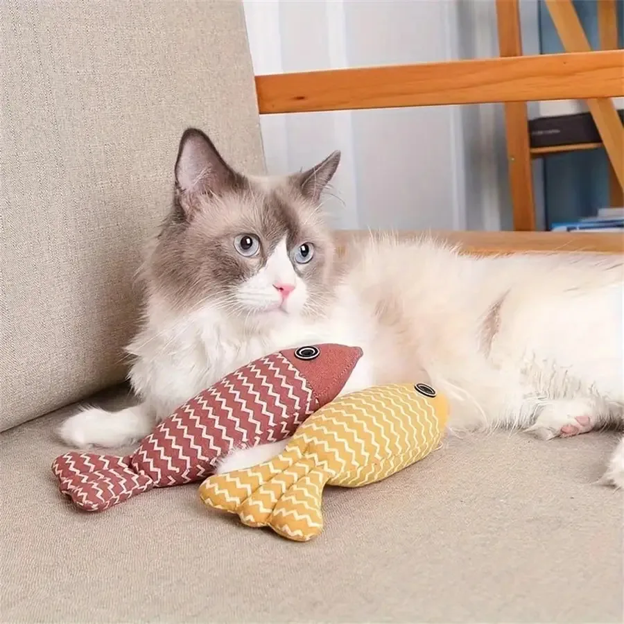 1pc Realistic Fishing Lure Cat Toy, Interactive Soft Fabric, Battery-Free Safe Chewing, Enhances Fun Durable Material, pet toys