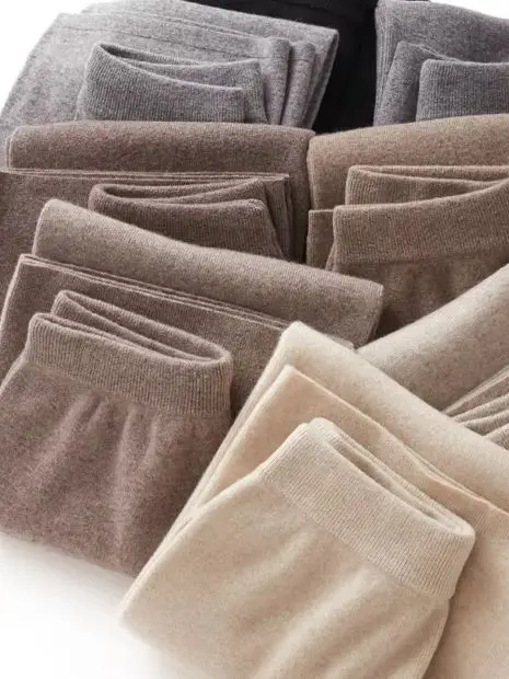 

Шикарные широкие брюки женские осенне-зимние однотонные из 100% мериносовой шерсти, вязаные, повседневные, свободные, мягкие, толстые, теплые, популярные брюки