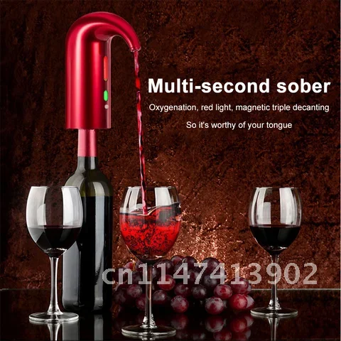 

USB Rechargeable Portable Electric Wine Pourer Wine Aerator Pourer Instant Wine Decanter Dispenser Pump One-Touch Automatic