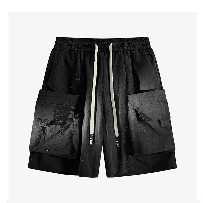 กางเกงขาสั้นผ้าไอซ์ซิลค์แห้งเร็วสำหรับผู้ชายสินค้าใหม่อเนกประสงค์สีพื้นทันสมัยและทันสมัยสำหรับฤดูร้อน