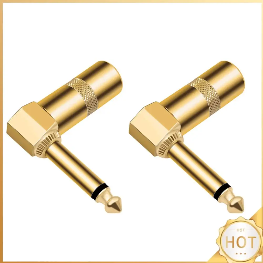2 шт., 6,35 мм, аудио, 1/4-дюймовый штекер TS, золотой гитарный кабель, сварочная вилка, прямая головка, 90 градусов, прямоугольная вилка для дома, КТВ