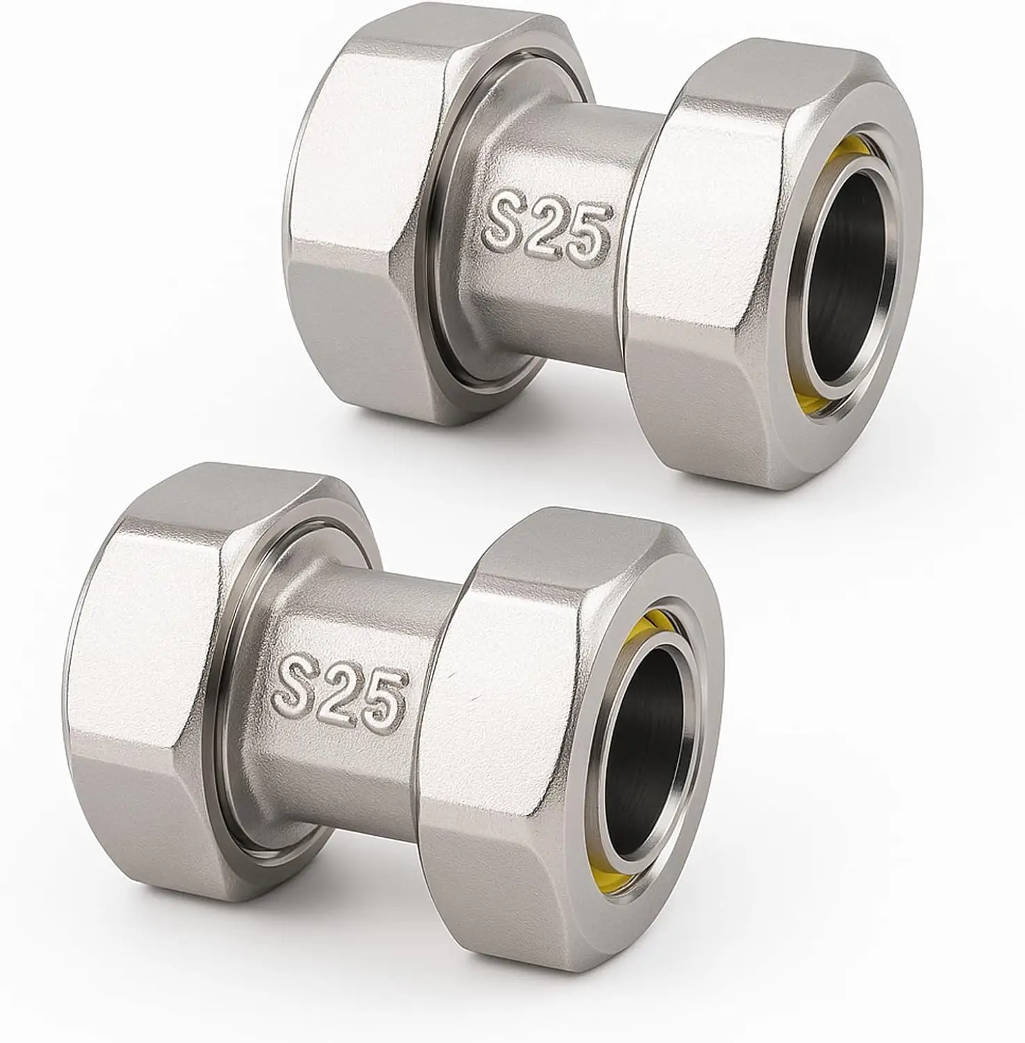 

2Pcs 3/4 Inch Air Line Fittings For Rapid Air System Compressed Piping Nickel Plated Brass For Compressed Air Piping