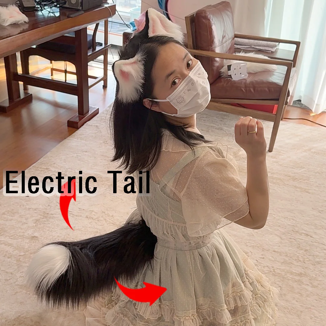 Faux Fur Electric Tail Motorized Tail for Cosplay&Paty fluffy and soft social anxiety accessories Electric Pet cat fox wolf Tail