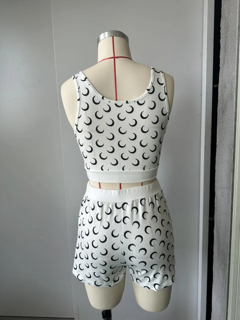Three Sisters 2025 Summer Fashion Sexy Casual Holiday Beach Party Prom Woman Clothes Slimming Vest Print Ladies Two Piece Sets - Image 6