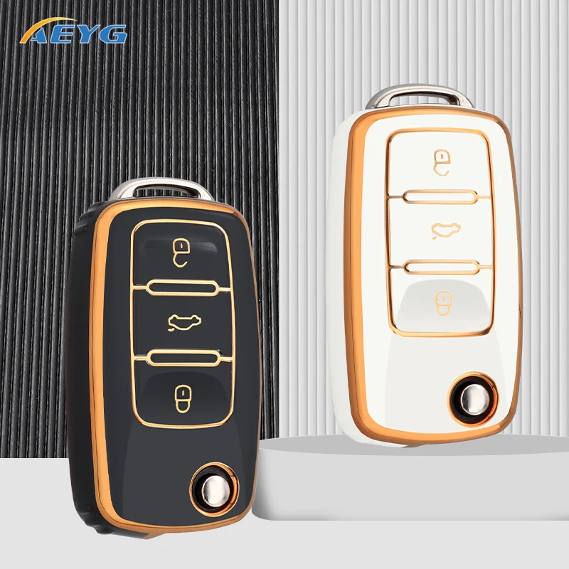 

TPU Car Flip Key Case Shell Cover Fob For VW Volkswagen Bora Polo Tiguan Passat B5 B6 B7 Golf Beetle Jetta Lavida Skoda Octavia