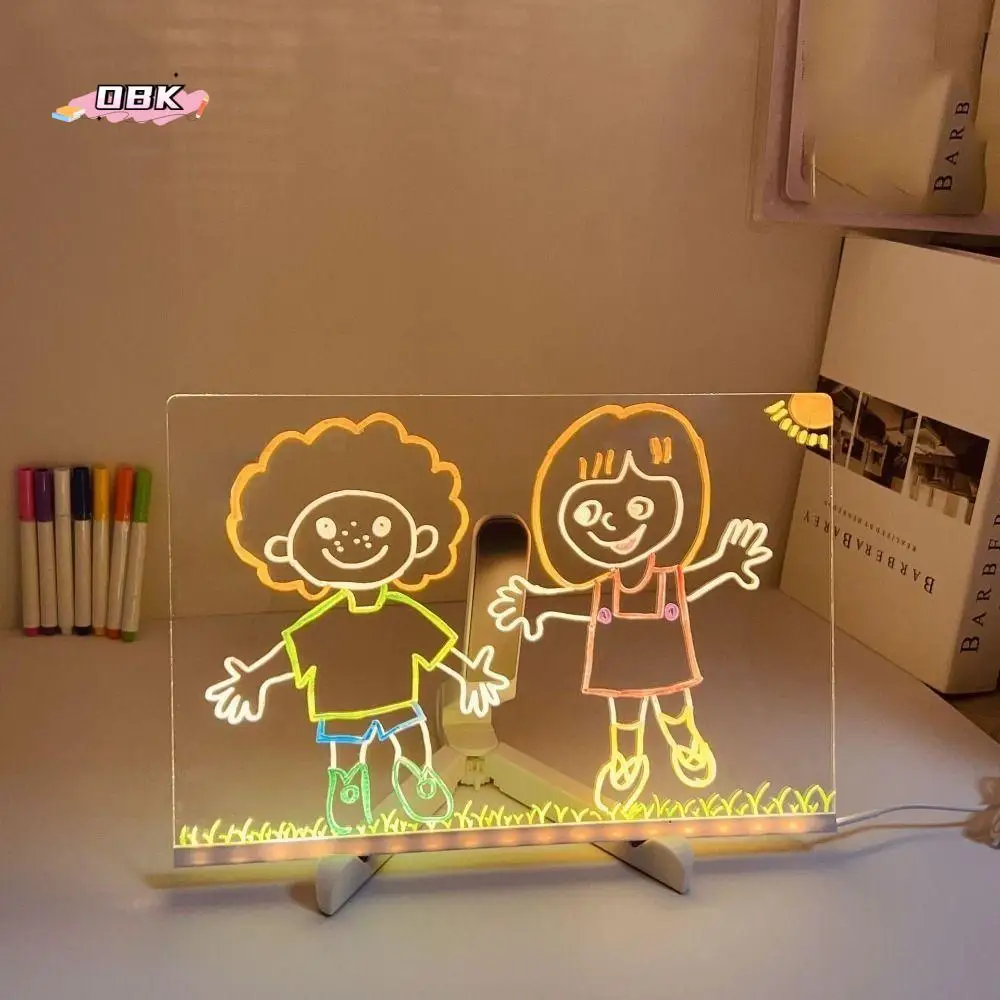 Acrylic Colorful LED Writing Board Night Light Decorative Message Board Rewritable Erasable Kids Drawing Board Painting Board