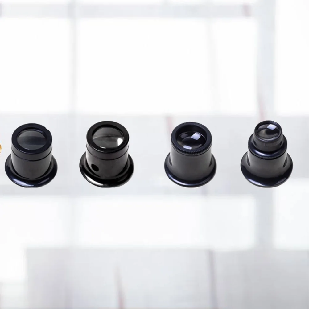 

4 шт., увеличительная лупа, комплект оптической лупы 5x 10x 15x 20x для обслуживания часов, ювелирных изделий, монет, хобби, карманное увеличительное стекло