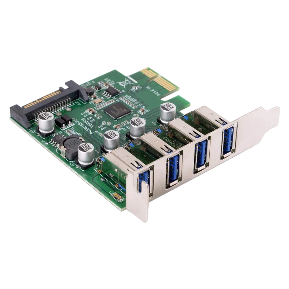 A14M Low Profile 4 Ports PCI-E to USB3.2Gen1 HUB PCI Express Expansion Card Adapter 5Gbps USB1.1/2.0/3.0 Operating Systems