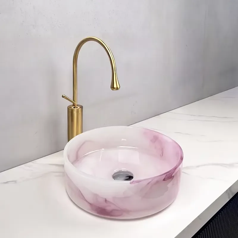 Bovia Round Ceramic Wash Basin Glazed Countertop Sink for Bathroom Balcony Home Use Modern Design Sanitary Ware Fixture