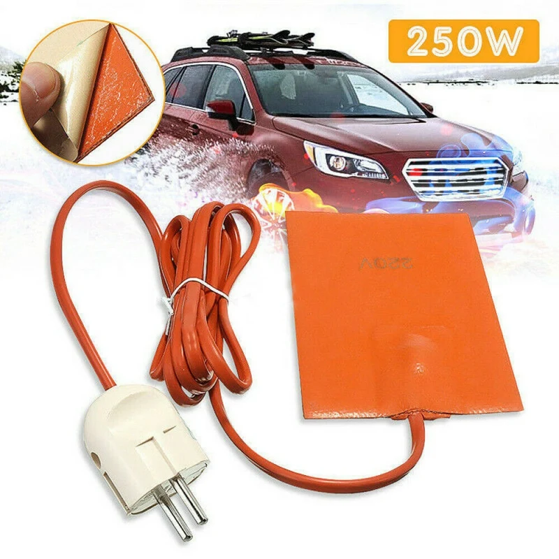 220V 250W Car Engine Oil Pan Sump Tank Heater Pad 250W Silicone Oil Heating Pad Engine Oil Tank Wear Protect EU Plug