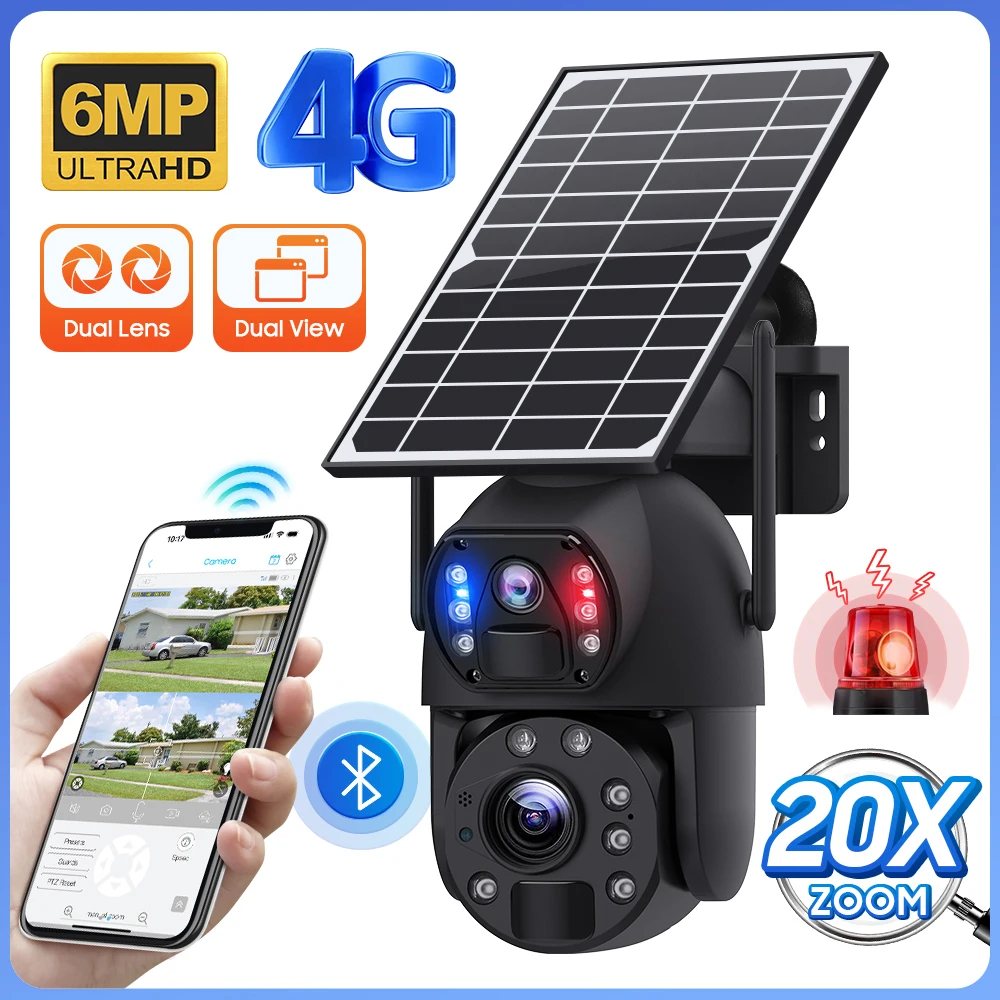 YYHC- application 20X Zoom 4G Solar Camera 6MP HD Video Playback Outdoor Farm Orchard Ptz Rotation Network Camera Mobile Acc