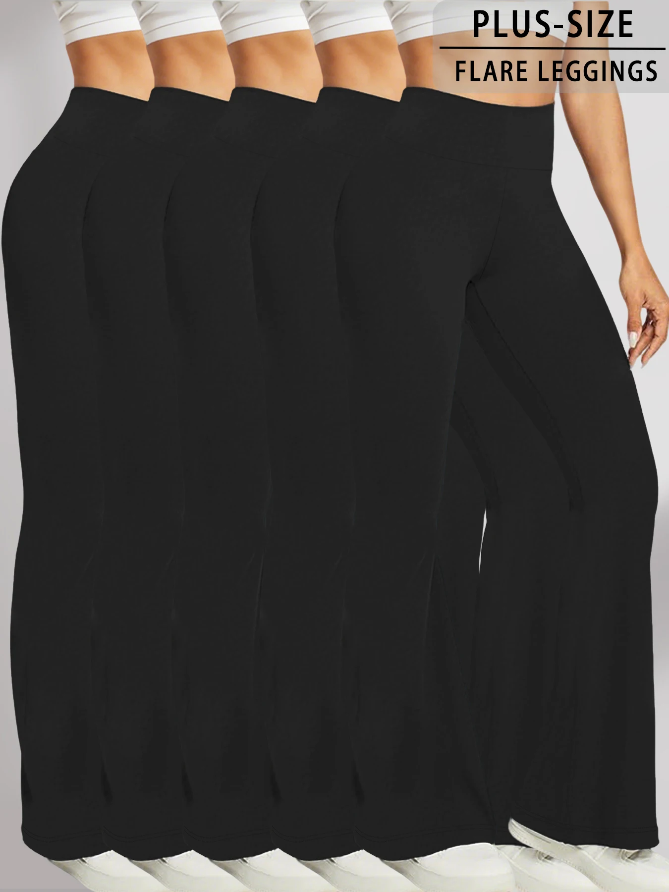 

Комплект из 5 штук: женские расклешенные брюки для йоги больших размеров с высокой талией и расширяющимся низом штанин. Идеально подходит для йоги или для отдыха.