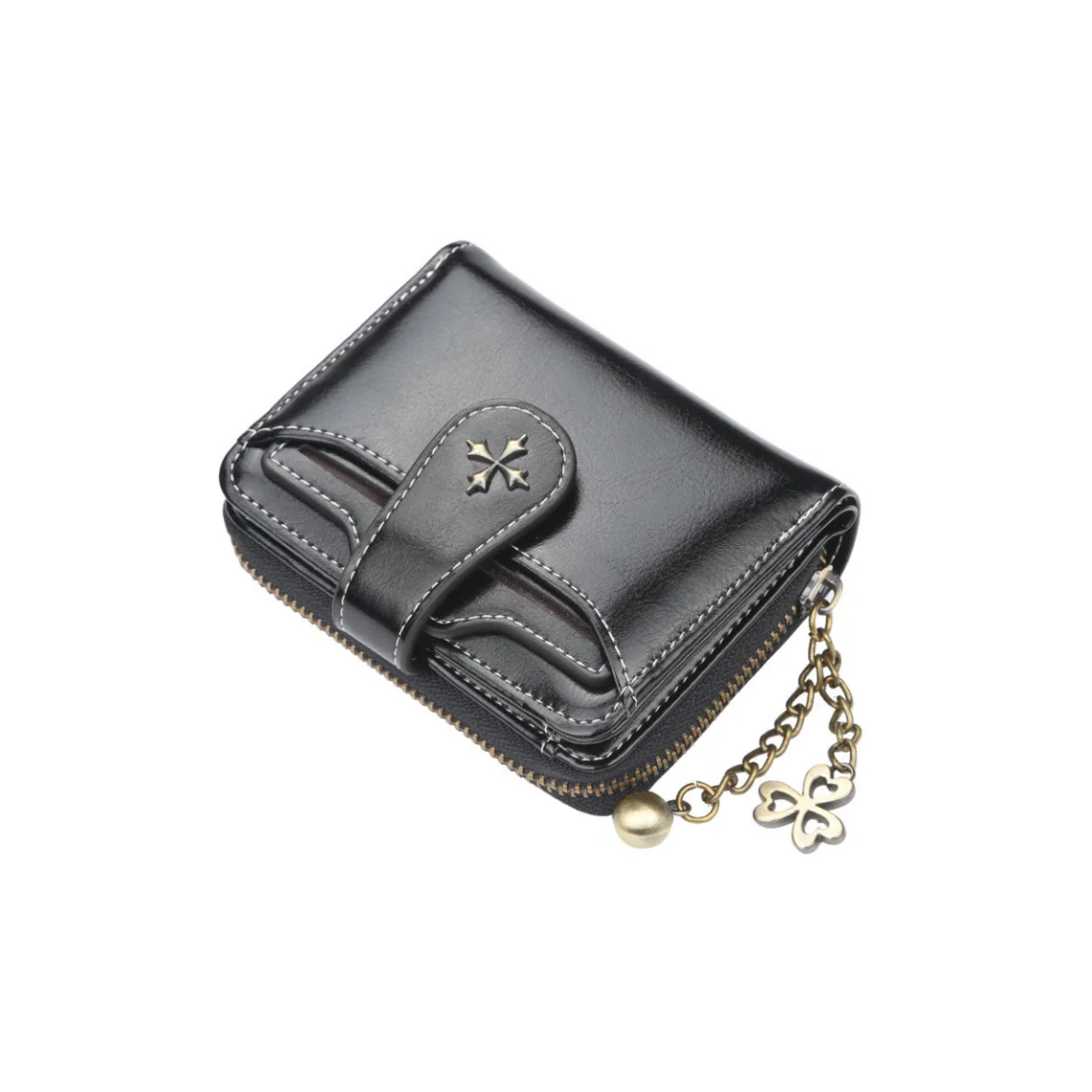 Women's short European and American fashion buckle wallet zipper coin purse