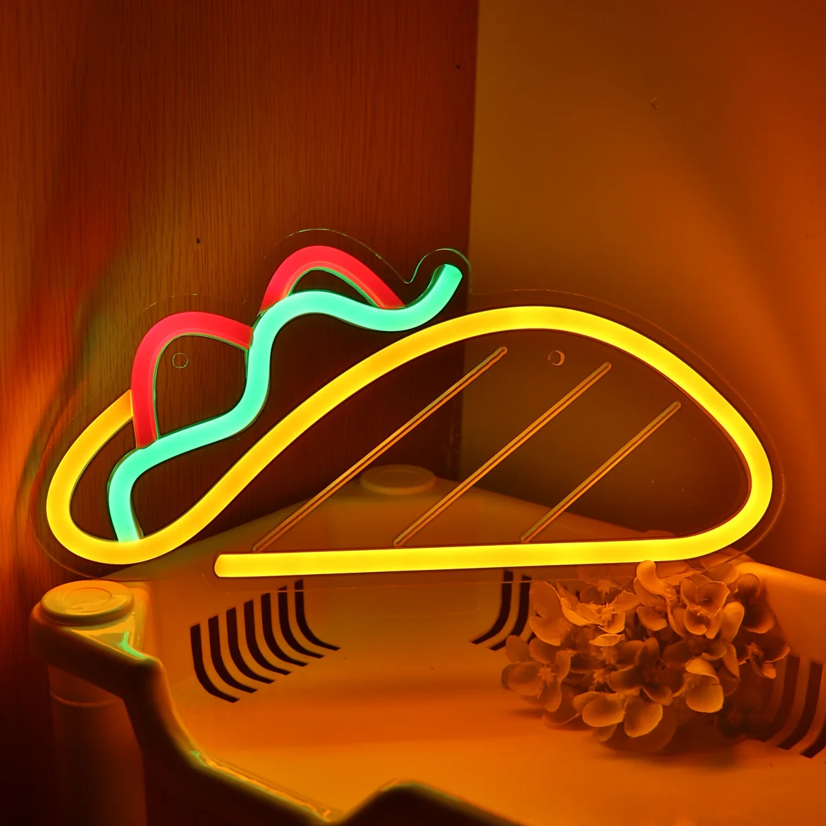 

1PC Super Bright 5V Taco LED Wall Neon Art Sign Night Light For Restaurant Shop snack bar Kitchen Decoration 10.63''*4.96''