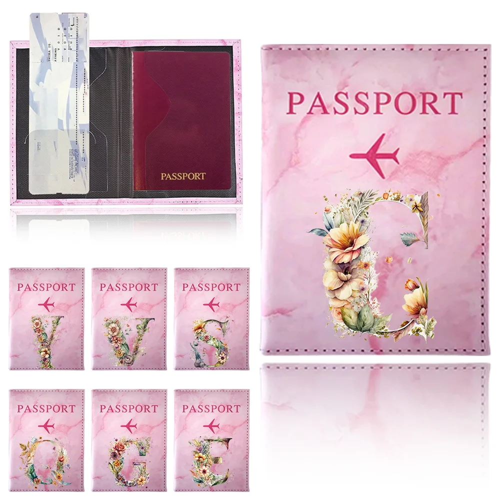 Passport Cover Floral Letter Series Multi-Function Storage Bag Unisex Credit Card Passport Storage Bags Travel Essentials