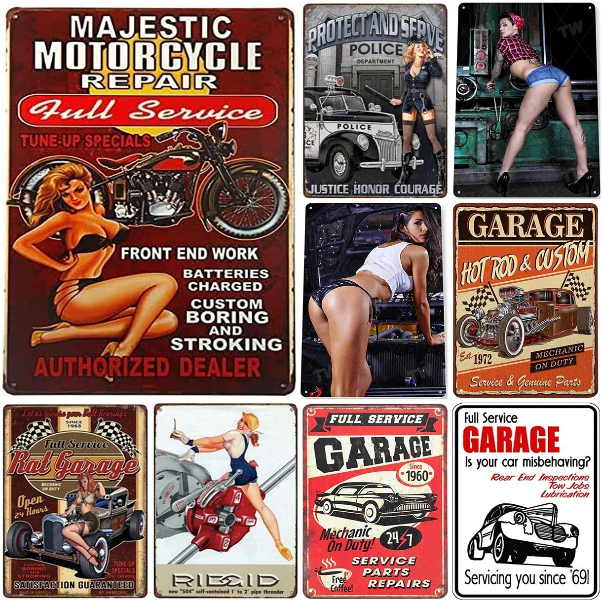 Full Service Garage Repair Shop Metal Tin Signs Posters Plate Wall Decor for Bars Garage Man Cave Cafe Club Retro Posters Plaque