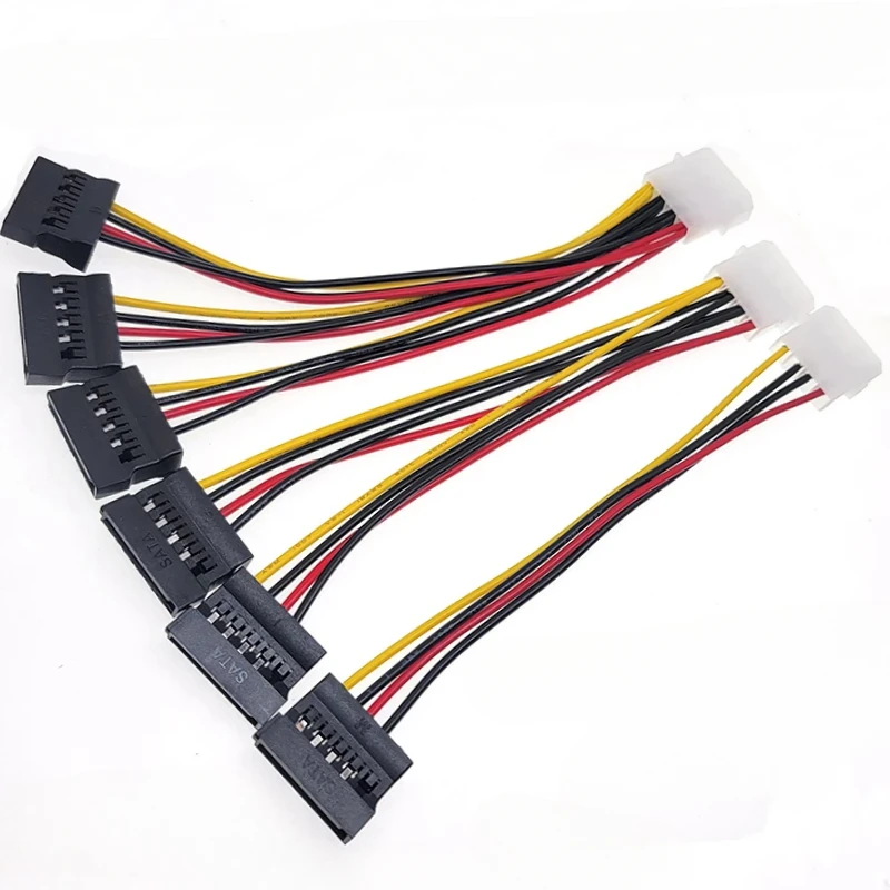 4Pin IDE Molex to 2 3xSata Serial ATA 15Pin SATA to 4pin male Y Splitter Hard Drive Power Supply Cord Extension Cable 22AWG