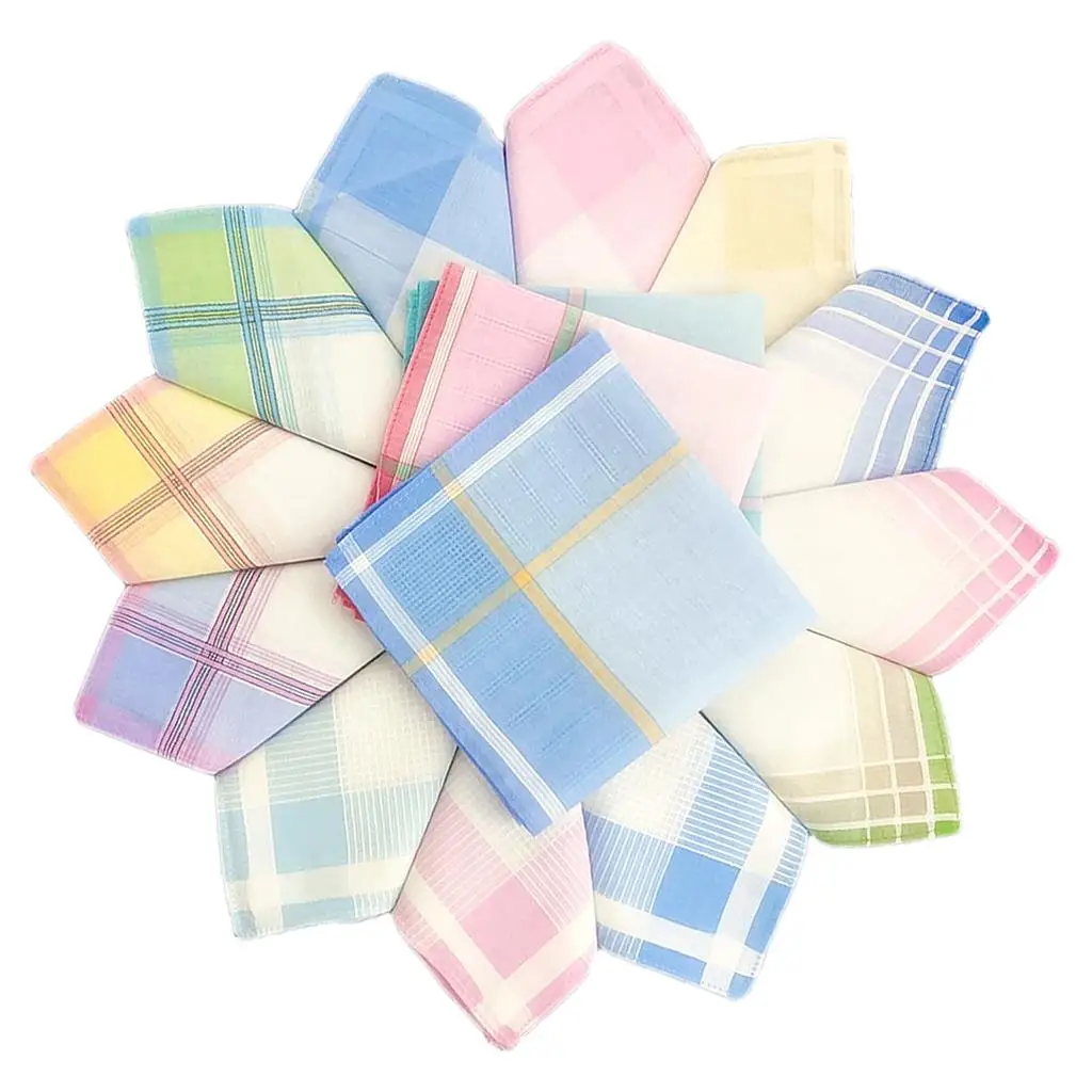 12x Pure Cotton Men Women Washable Party Hankie Kerchiefs