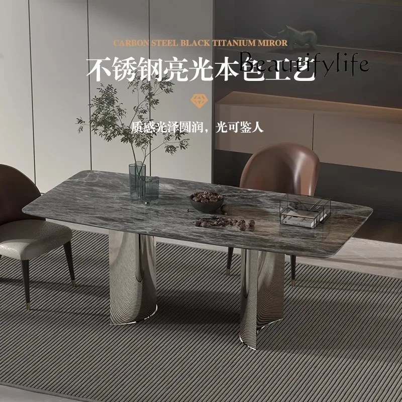 Light luxury marble dining table Household luxury dining table and chairs Large flat high-end dining table can be customized