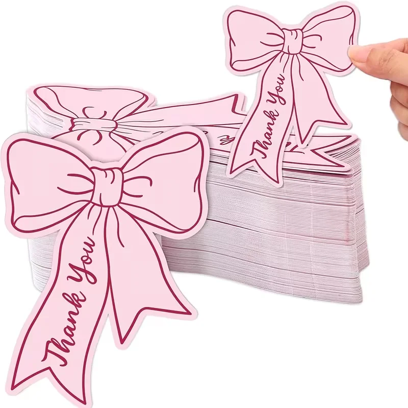 50 cartes de remerciement roses avec nœud, vierges pour messages DIY, pour mariages, anniversaires, cadeaux, événements professionnels et Noël, mini cartes de remerciement