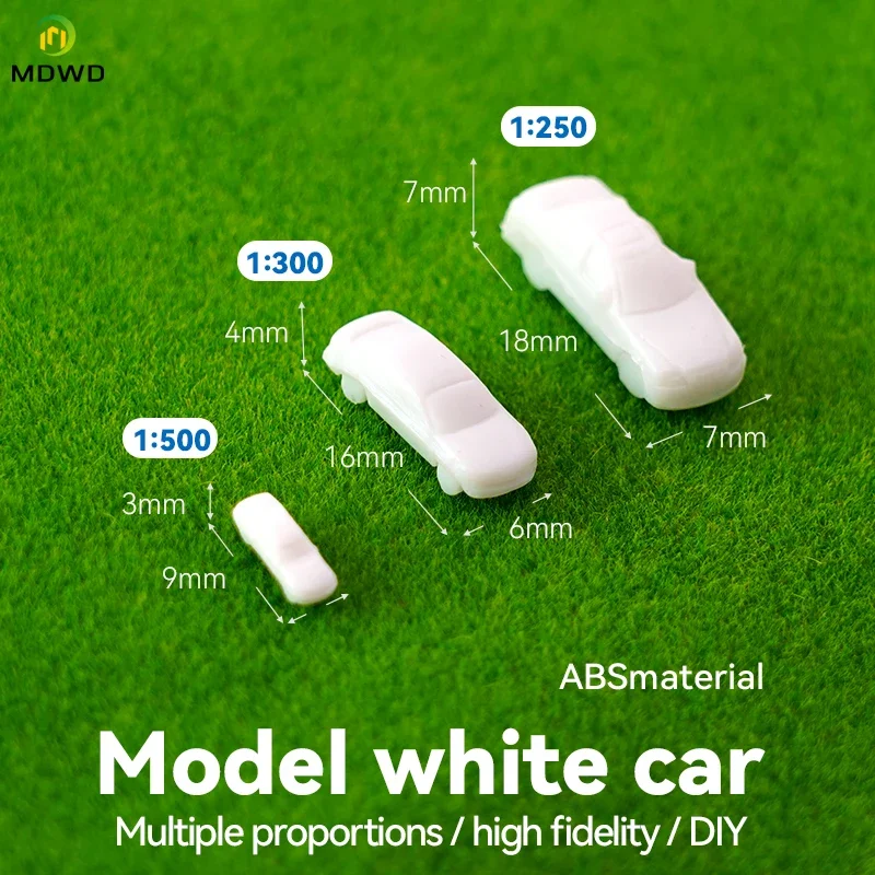 20pcs 1/250 1/300 Scale Plastic Model White Car For Architecture Building Diorama Kits Toy